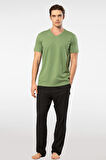 Cacharel Erkek 2192/Yeşil Kısa Kollu Modal Pijama Takımı