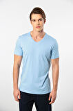 Cacharel Erkek V Yaka T-shirt 2170/Açık Mavi