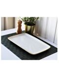 Gönül 2808 Beyaz Gold Ordöv Tabak Seramik 32.5x21cm
