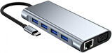 Plentiful TYPE-C Hub 11in1 USB C Docking Station 4K HDMI,VGA,Type C PD,USB3.0,RJ45 Ethernet,SD/TF AUX Macbook Pc Uyumlu Adaptör Çoklayıcı Çevirici Dönüştürücü 