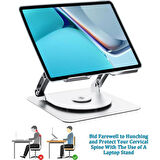 Plentiful Notebook ve Laptop Stand 360 Derece Dönebilen Alüminyum Katlanır Stand Gümüş