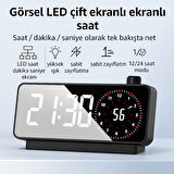 Plentiful  Aynalı Led Ekranlı Saat ,Elektronik Masaüstü Çalar Saat, Çift Dijital Çalar Saat, Başucu Ofisi Için Geri Sayımlı Kompakt Sıcaklık Göstergesi