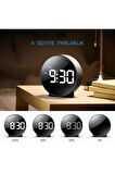 Plentiful Yuvarlak Siyah Dijital LED Masa Saati USB Güç Saat Erteleme Modern Saat