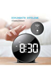 Plentiful Yuvarlak Siyah Dijital LED Masa Saati USB Güç Saat Erteleme Modern Saat