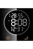 Büyük Dijital Modern 12inç Elektronik Led Duvar Masa Saati Sıcaklık Nem Alarm