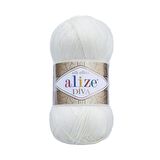 Alize Diva El Örgü İpliği - 1055 Şeker Beyaz