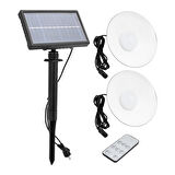 Ayt Powermaster Kumandalı Solar Güneş Enerjili Panelli 2 Power Ledli Çiftli Projektör Lambası Bahçe Çardak Aydınlatması