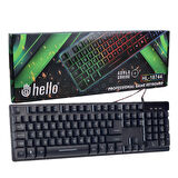 Ayt Hello HL-18744 Usb Kablolu Metal Kasa Mekanik Hisli RGB Işıklı Oyuncu Gaming Q Klavye