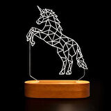 Unicorn 3 Boyutlu LED Masa Lambası - 60x140x30 mm - USB Bağlantılı Sarı Işık