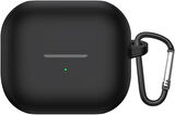 Samsung Galaxy Buds 3 Pro Kılıf Askılı Mat Silikon Siyah [Galaxy Buds 3 Pro ile Uyumlu Kılıf - Siyah]