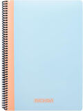 Pruva Pastel Serisi, A4 100 Yaprak Çizgili Karton Kapaklı Pet Spiralli Defter, Mavi
