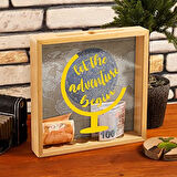 the Adventure Begin Tasarımlı Ahşap Kumbara