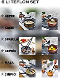 6'lı Mutfak Servis Seti, Plastik Kepçe, Kevgir, Kaşık, Spatula, Maşa, Çırpıcı, 6 Adet Mutfak Yemek Hazırlama Pişirme Servis Takımı