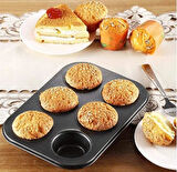 Home 6 Gözlü Metal Muffin ve Cupcake Tepsisi, Fırın Tepsisi, Çok Amaçlı Kek Kalıbı, Yüksek Isıya Dayanıklı, Kolay Temizlenebilir, Mükemmel Pişirme Sonuçları