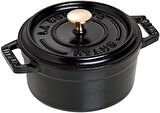 40500-101-0 Mini Güveç, yuvarlak kapaklı 10 cm, 0,25 L, indüksiyona uygun, mat siyah emaye kap içi, siyah
