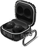 Samsung Galaxy Buds 2 Pro için Kılıf Military Darbe Emici + Askılık Siyah [Buds 2 Pro ile Uyumlu Kılıf - Siyah]