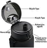1000ml Büyük Boy Soft Touch Çift Renk Motivasyon Tritan Su Matarası (Siyah-Beyaz)