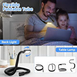 İki Ucu Işıklı LED Okuma Lambası Kitap Boynu Bükülebilir Kollar Boyun Lambası Şarj Edilebilir Hafif ve Esnek Kitap Lambası, 3 Renk Parlaklık Ayarlı, Siyah Renk SY-GH8B