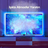 LED Tv Arkası Ambiyans RGB Şerit Seti Kumandalı 3 Metre