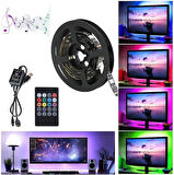 5V USB 100cm RGB Şerit LED 3 Çipli SMD5050-30LED Ses Sensörlü Kumandalı