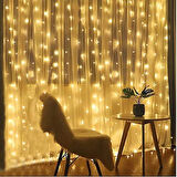 Led Perde Işık Fişli Özel Günler Baby Shower Kutlama Doğumgünü Dekoratif 12 Saçaklı 216 Led Lambalı 3 * 2 Metre