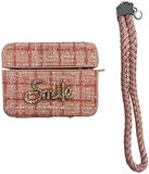 Airpods 3. Nesil ile Uyumlu Kumaş Dokulu Taş Detaylı Askılı Kılıf - "Smile", "Goodluck" ve Ayıcık Figürlü Şık Tasarımlar (Smile Pembe)