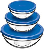 Chefs Kapaklı Cam Saklama Kabı Mavi 3'lü Set, 97314Z00