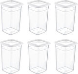6'Lı Set Skali Kare Saklama Kabı Beyaz 1440 ML