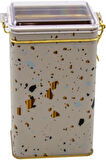 Terrazzo Cream Desenli Dikdörtgen Metal Saklama Kabı 8x10 Cm (Terrazzo Cream)