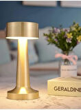 LED Şarj Edilebilir Taşınabilir Masa Lambası - Dokunmatik Aç/Kapa ve Parlaklık Ayarı, 3 Renk Seçeneği (Gold, Dalya)