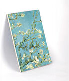 Almond Blossoms, Van Gogh 1890, Vintage Defter I, Çizgisiz, 96 Sayfa, İplik Dikiş, Esnek Kapak, Yaldızlı Oval Kenar, Tuval Doku, 90 gram, Fildişi Renk, 14,8x21x1cm
