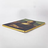 Mona Lisa, Da Vinci 1503-06, Vintage Defter IV, Çizgisiz, 96 Sayfa, İplik Dikiş, Esnek Kapak, Yaldızlı Oval Kenar, Tuval Doku, 90 gram, Fildişi Renk, 14,8x21x1cm