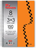 Tokaç My Lesson Plastik Kapak A4 3+3 150 Yaprak Spiralli 8 Bölmeli Ayraçlı Kareli Çizgili Defter