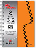Tokaç My Lesson Plastik Kapak A4 3+2 125 Yaprak Spiralli 8 Bölmeli Ayraçlı Kareli Çizgili Defter