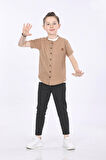 Mornio Erkek Çocuk Gömlek-T-shirt ve Pantolon 3 lü Takım VF24KMR5102122