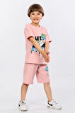 Mornio Erkek Çocuk %100 Pamuk Hip-Hop Baskılı T-shirt ve Şort 2 li Takım MRN3102728-1VF