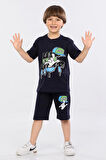 Mornio Erkek Çocuk %100 Pamuk Hip-Hop Baskılı T-shirt ve Şort 2 li Takım MRN3102728-1VF