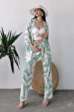 Desenli Kimono Ve Pantolon İkili Takım DFL4019