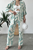 Desenli Kimono Ve Pantolon İkili Takım DFL4019