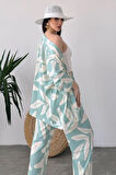 Desenli Kimono Ve Pantolon İkili Takım DFL4019