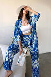 Desenli Kimono Ve Pantolon İkili Takım DFL4019