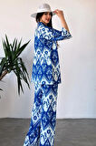 Desenli Kimono Ve Pantolon İkili Takım DFL4019