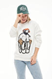 Go Veform Baskılı Kadın Sweatshirt Ekru ZN5006