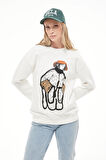 Go Veform Baskılı Kadın Sweatshirt Ekru ZN5006