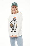 Go Veform Baskılı Kadın Sweatshirt Ekru ZN5006
