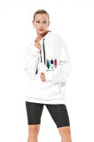 Go Veform Fermuar Detay Baskılı Oversize Kadın Sweatshirt Ekru ZN5022