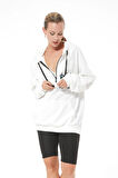 Go Veform Fermuar Detay Baskılı Oversize Kadın Sweatshirt Ekru ZN5022