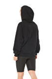 Go Veform Fermuar Detay Baskılı Oversize Kadın Sweatshirt Siyah ZN5022