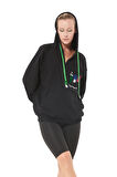 Go Veform Fermuar Detay Baskılı Oversize Kadın Sweatshirt Siyah ZN5022