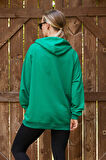Go Veform Fermuar Detay Baskılı Oversize Kadın Sweatshirt Yeşil ZN5022